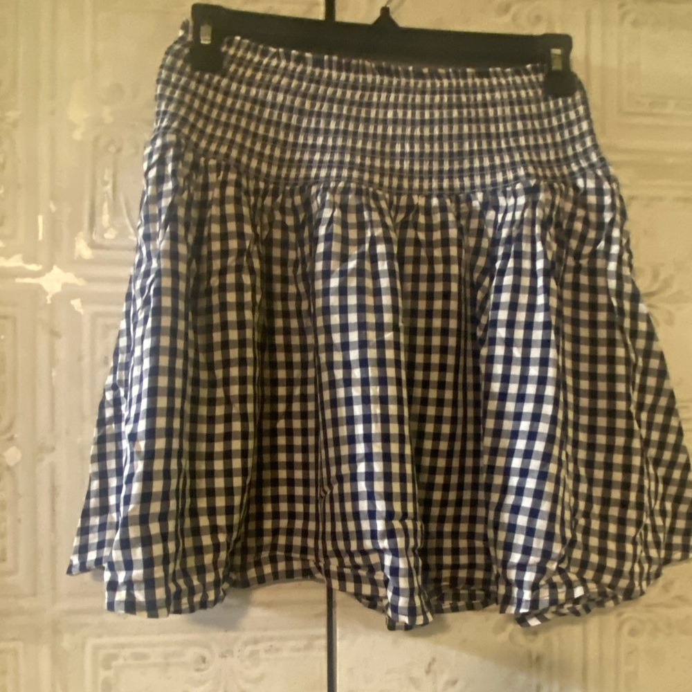 Gingham Checkered Skirt - Blue and White